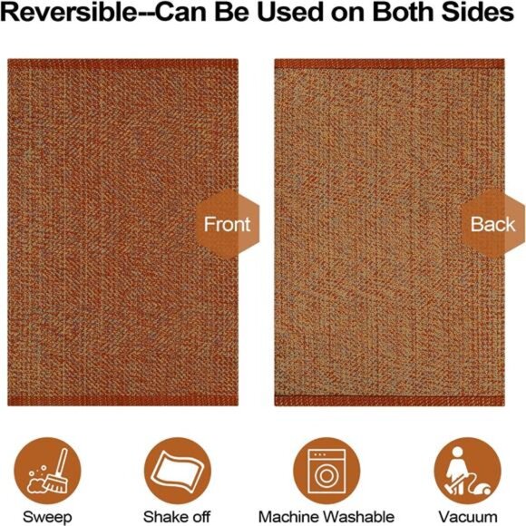 Small Bathroom Rug, 2' x 3' Washable Woven Entryway Rug Low Profile - Picture 5 of 16